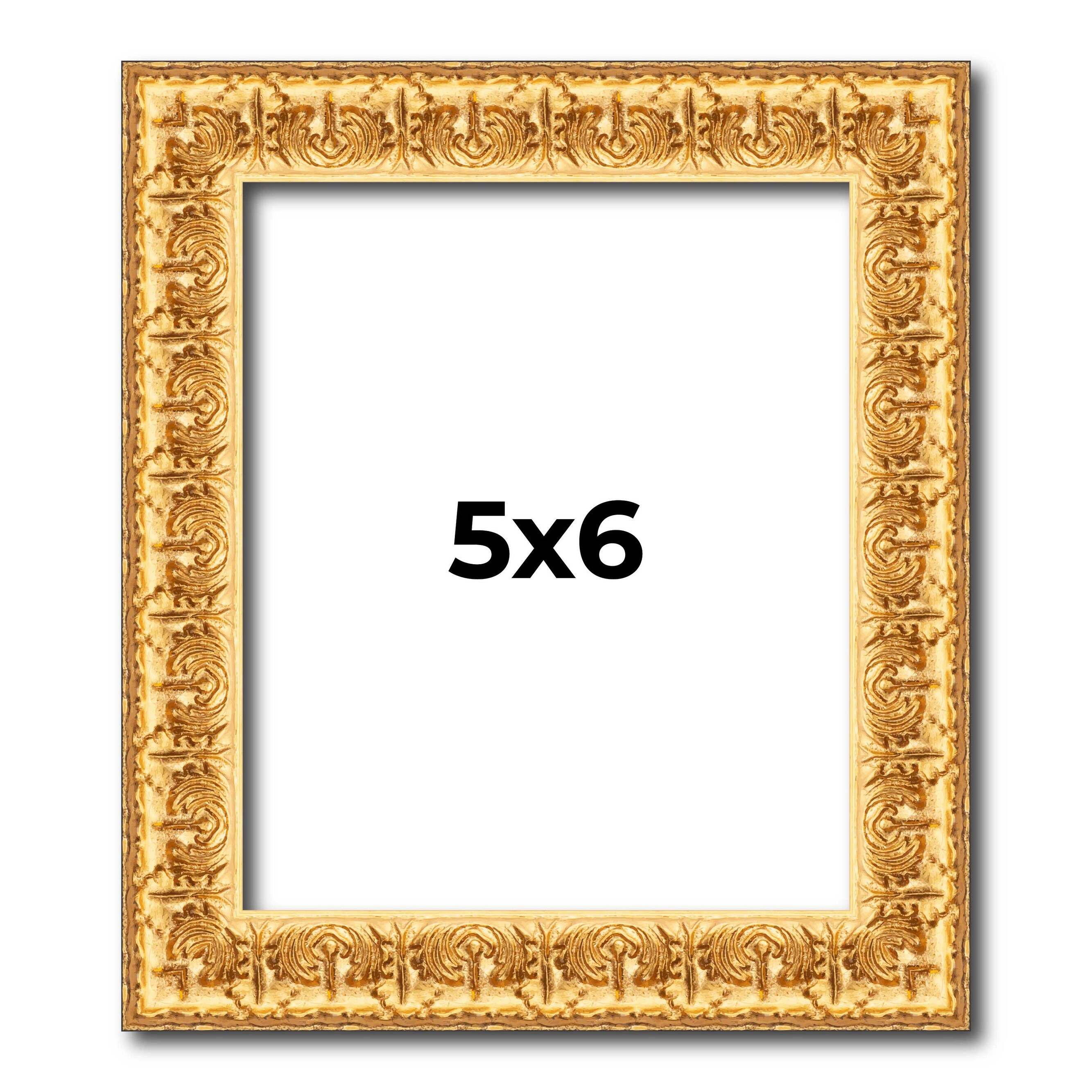 5x6 In Frame Gold Real Wood Picture Frame Width 1 inches | Interior