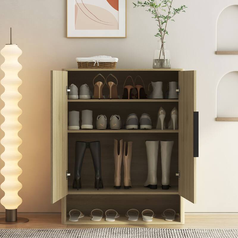 Shoe Storage Cabinet, Wooden Shoe Cabinet with Doors Modern Shoe Organizer with Adjustable Shelves,for Entryway, Hallway