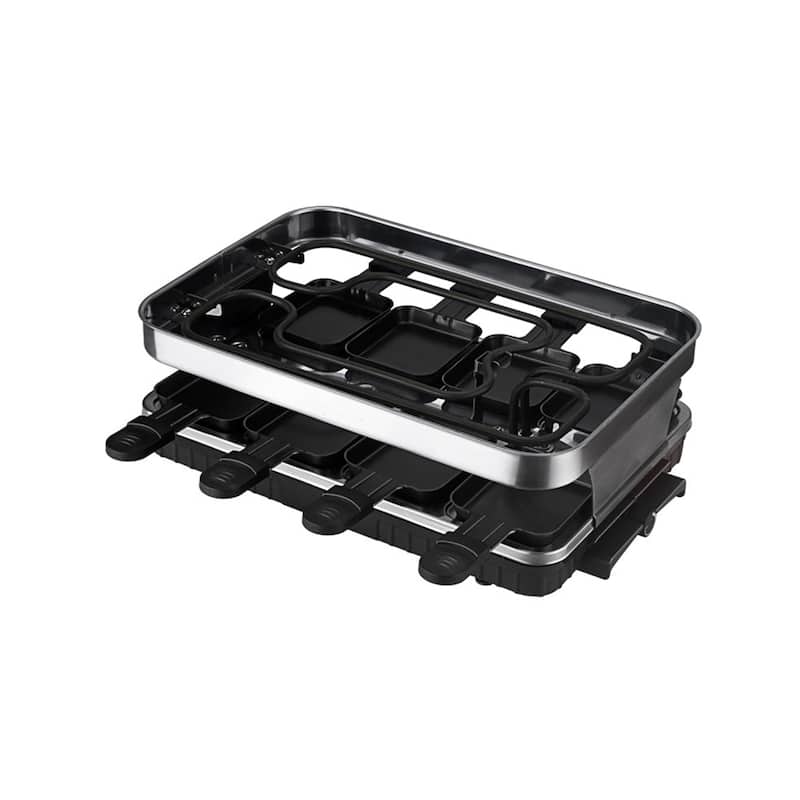 Anmytek 8 Person Raclette Grill Non Stick Grill Plate with 8 Mini Pans 1500W Adjustable Temperature