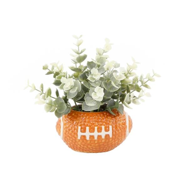 Fake Eucalyptus in Football Shaped Ceramic Pot - Bed Bath & Beyond -  34701097