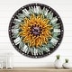 preview thumbnail 8 of 8, Designart 'Yellow Blue Abstract 3D Flower' Oversized Floral Wall CLock