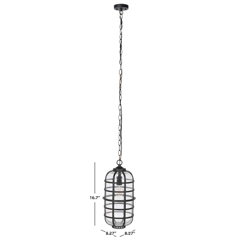 SAFAVIEH Lighting Kasimira 8" Modern & Contemporary Outdoor Pendant - 8" W x 8" D x 17" H - Black - 8Wx8Dx17H