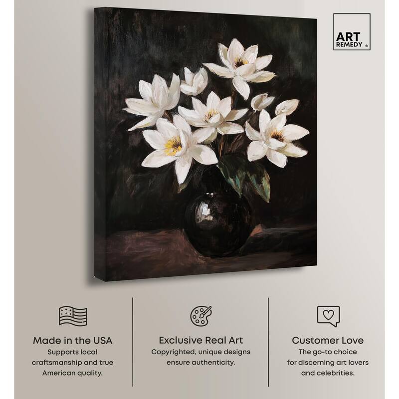 Chiaroscuro Flowers Canvas by Art Remedy, Gallery Wrapped