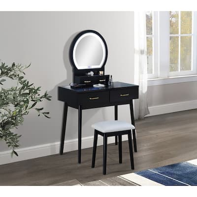 Vanity Dresser with Mirror and Stool Set Storage Drawers Luxury Furniture
