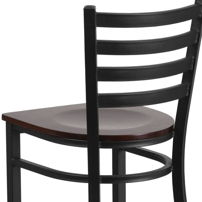 Ladder Back Metal Restaurant Barstool - 17"W x 18"D x 42.25"H