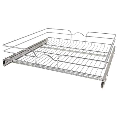 Rev-A-Shelf Pullout Single Basket Organizer for Kitchen Cabinets, 24 x 22 In, 5WB1-2422CR-1 - 23.5"W x 22"D x 6"H