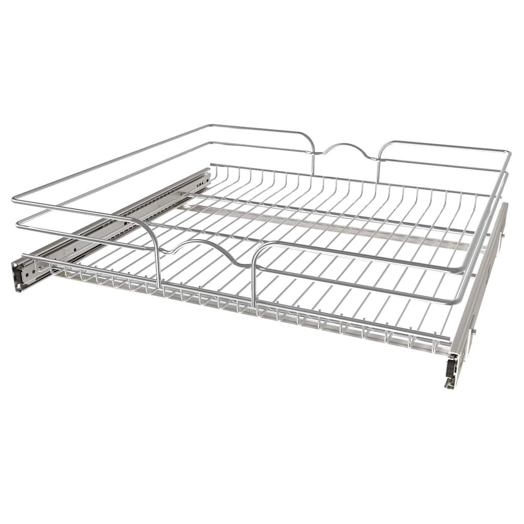 Rev-A-Shelf Pullout Single Basket Organizer for Kitchen Cabinets, 24 x 22 In, 5WB1-2422CR-1 - 23.5"W x 22"D x 6"H