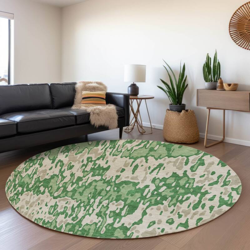 Premium Washable Super Soft Abstract Harmony Mayfield Rug - Green - 8' x 8'