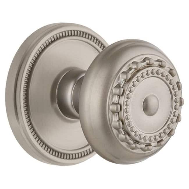 Grandeur Soleil Solid Brass Single Dummy Door Knob with Parthenon Knob - Satin Nickel