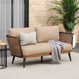 Raychel Outdoor Patio Wicker Chat Set with Cushions by Christopher Knight Home
