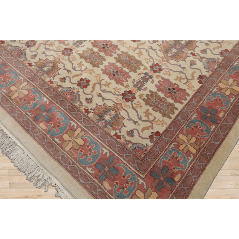 8x10 Hand Knotted Wool Ivory Jahan Old Plush Pile Pande Cameron Rug - 8' x 10'