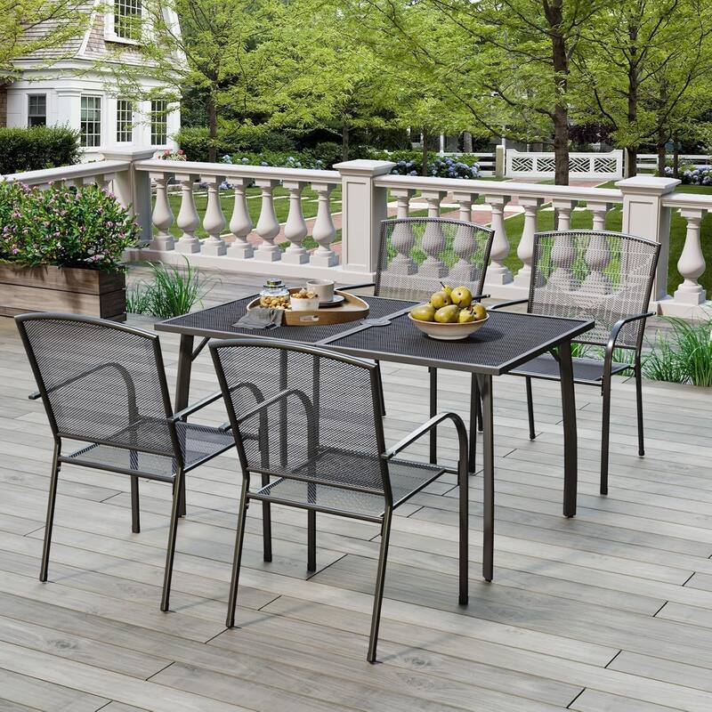 AECOJOY 5 Piece Patio Outdoor Dining Set with 1.73" Umbrella Hole