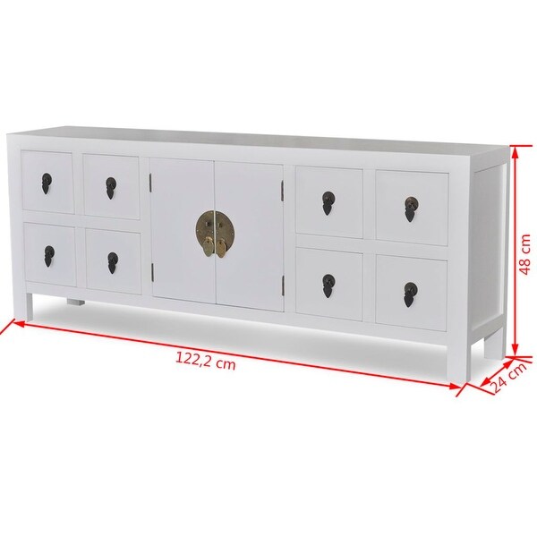 vidaXL Wooden Sideboard Asian Style with 8 Drawers and 2 Doors