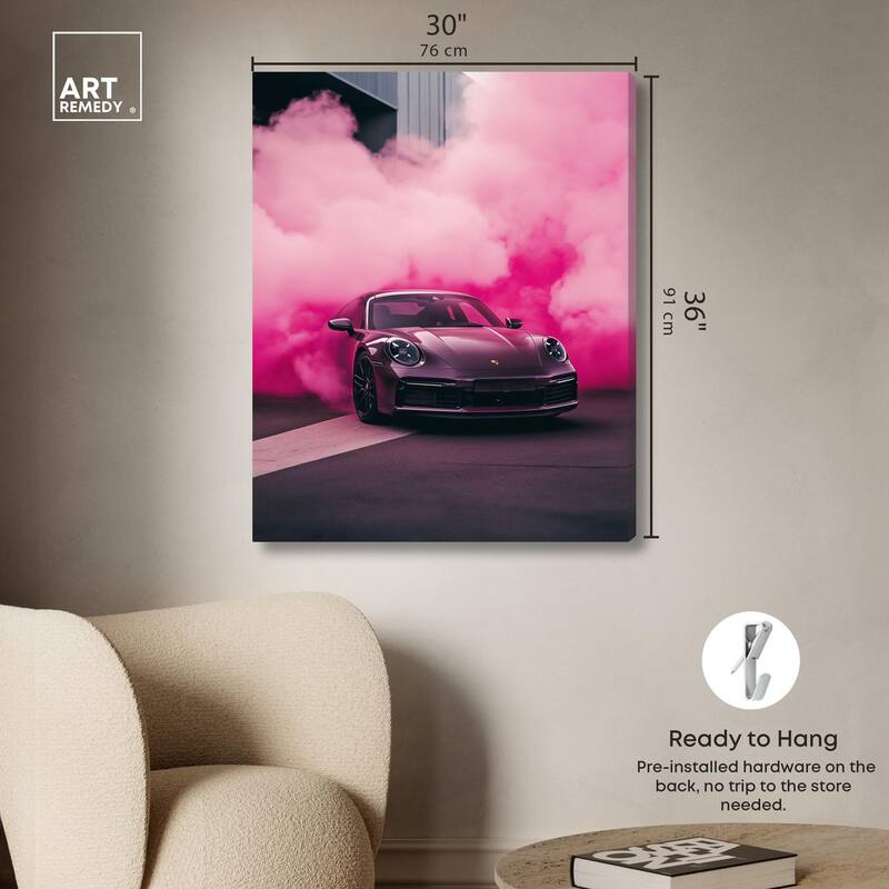 Turbocharged Pink Canvas by Art Remedy, Gallery Wrapped