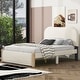 preview thumbnail 7 of 11, Full Size Upholstered Platform Bed With Wood Supporting Feet, Beige