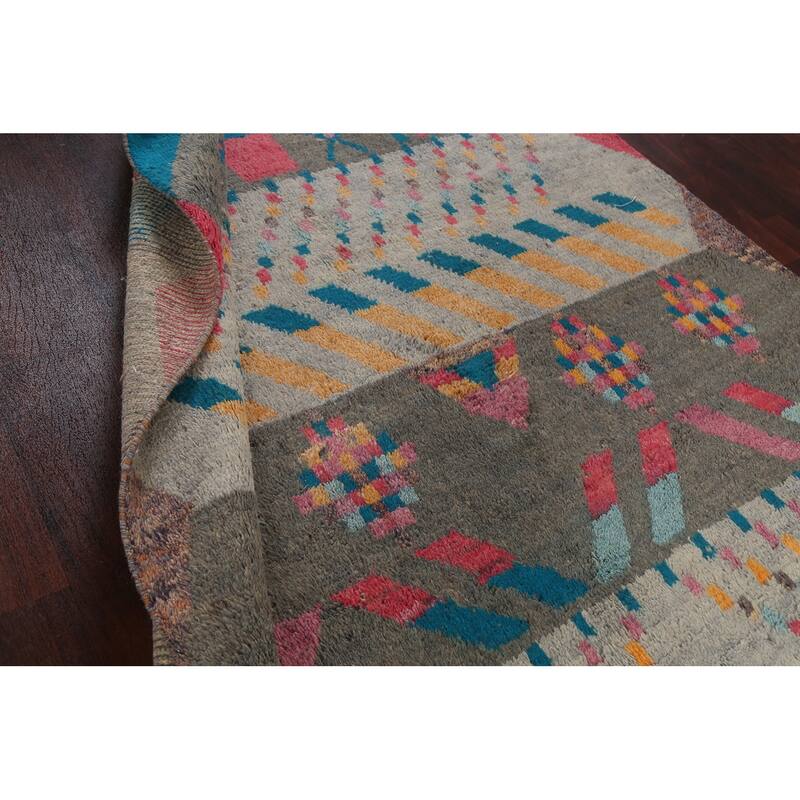 Tribal Moroccan Oriental Area Rug Wool Hand-knotted Living Room Carpet - 6'11" x 10'5"