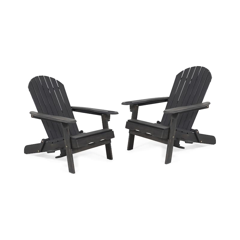 Bellwood Outdoor Acacia Wood Folding Adirondack Chairs (Set of 2) by Christopher Knight Home - Dark Gray