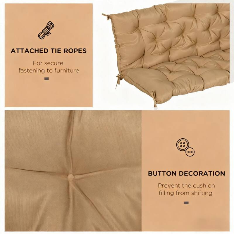 GDFStudio - 3-Seater Tufted Outdoor Cushion for Swing, Bench, Patio Sofa