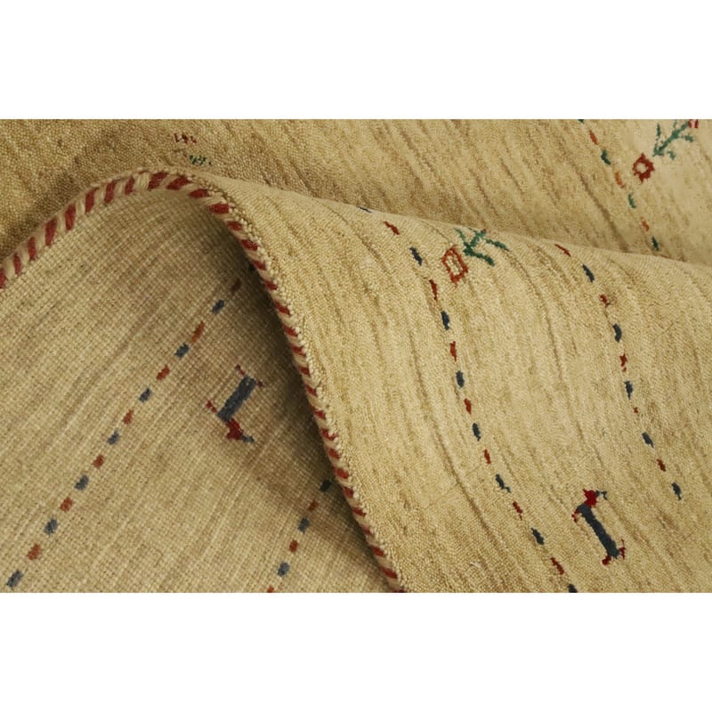 Hand Knotted Oriental 100% Wool Carpet Tribal Animal Pictorial Yellow & Gold Gabbeh Area Rug - 5' 6'' X 3' 6''
