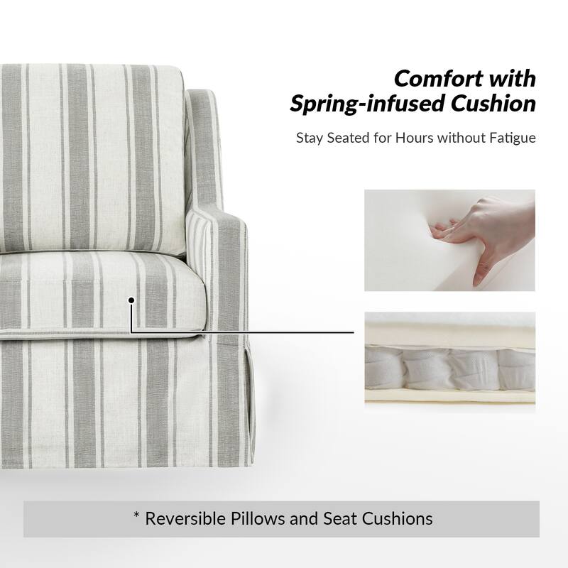 Stan Farmhouse Slipcover Rocking Swivel Chair Set of 2 by HULALA HOME
