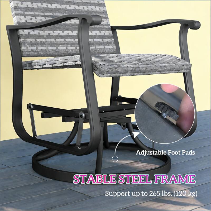 GDFStudio - Sebastian Outdoor Wicker Swivel Glider Chair Set of 2