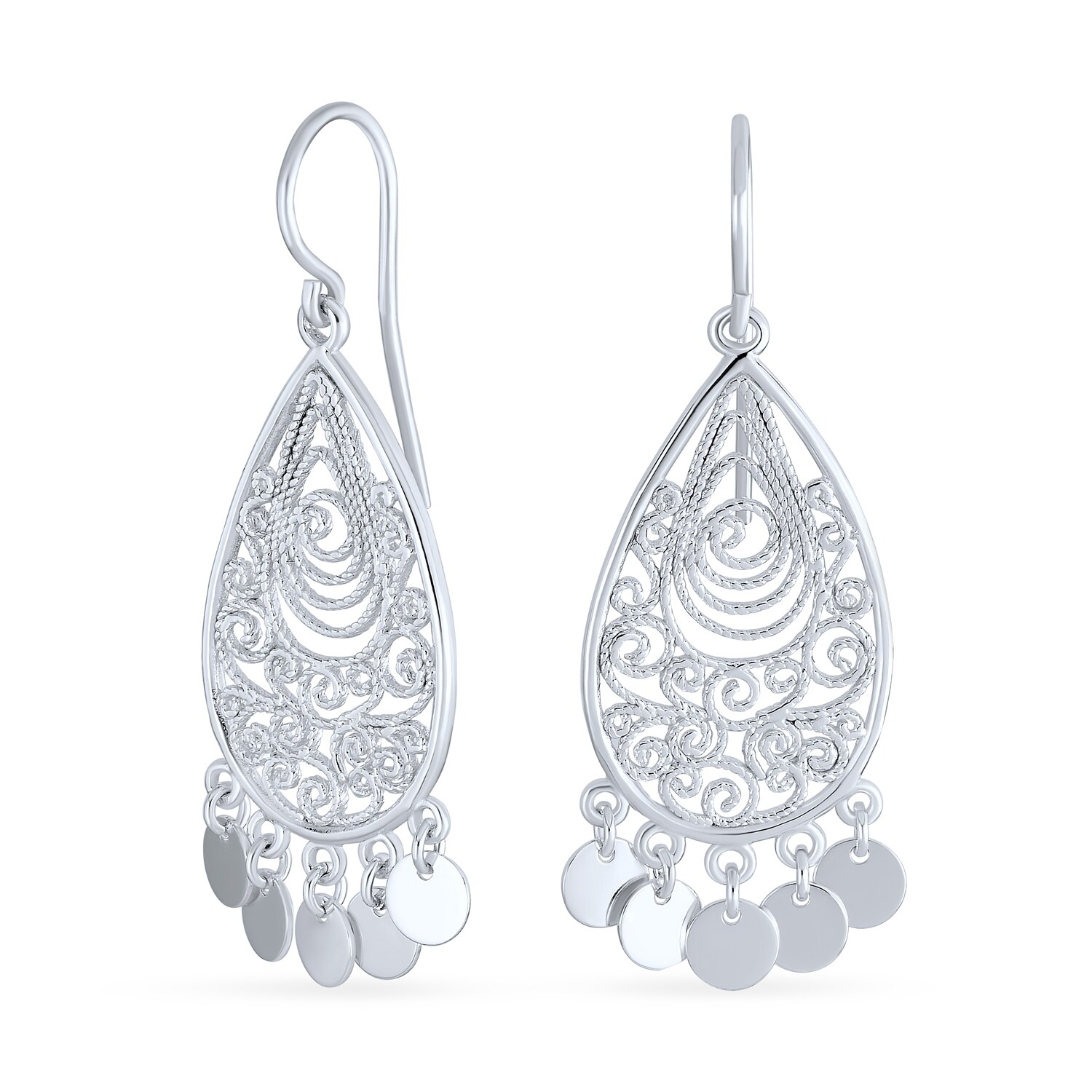Sterling Silver Boho Filigree Heart Stud Earrings 14mm Sterling Silver Boho Filigree Heart Stud Earrings 14mm