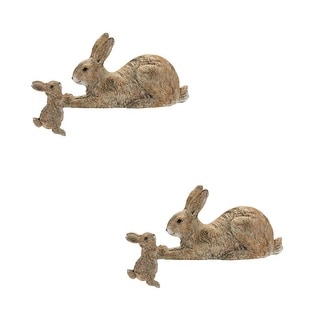 Set of 2 Brown Rabbit with Bunny Tabletop Figurines 8.75"