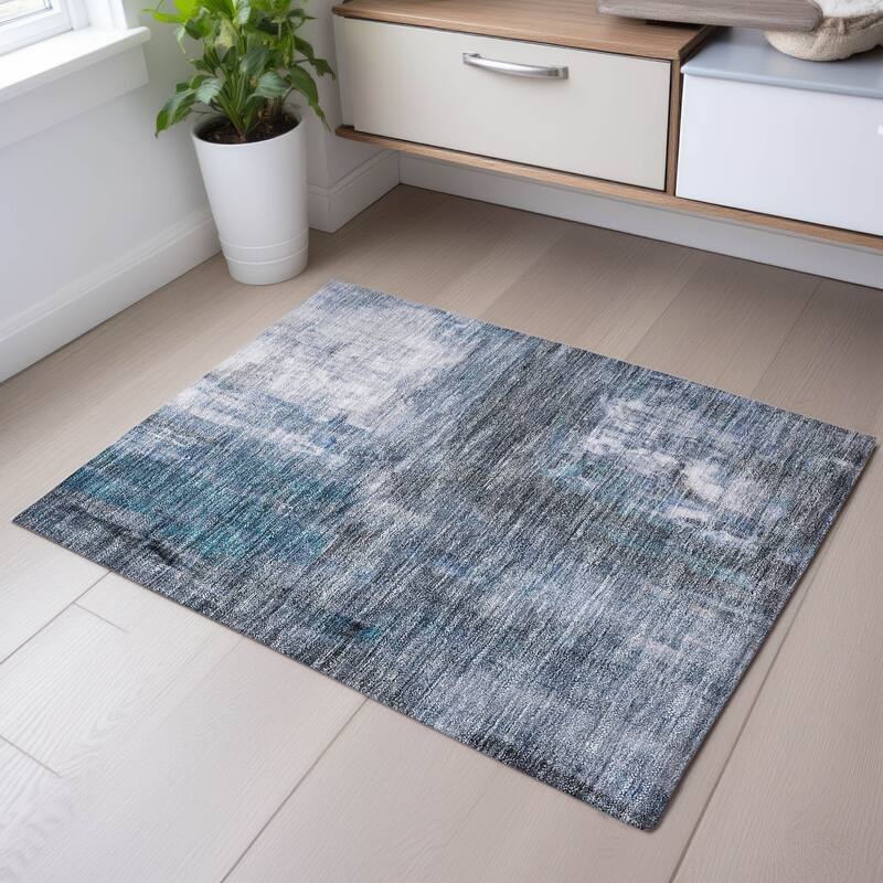 Premium Washable Super Soft Modern Watercolor Mayfield Rug - Blue - 1'8" x 2'6"