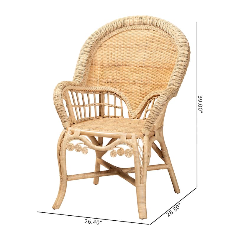 bali & pari Ratu Modern Bohemian Natural Brown Rattan Accent Chair