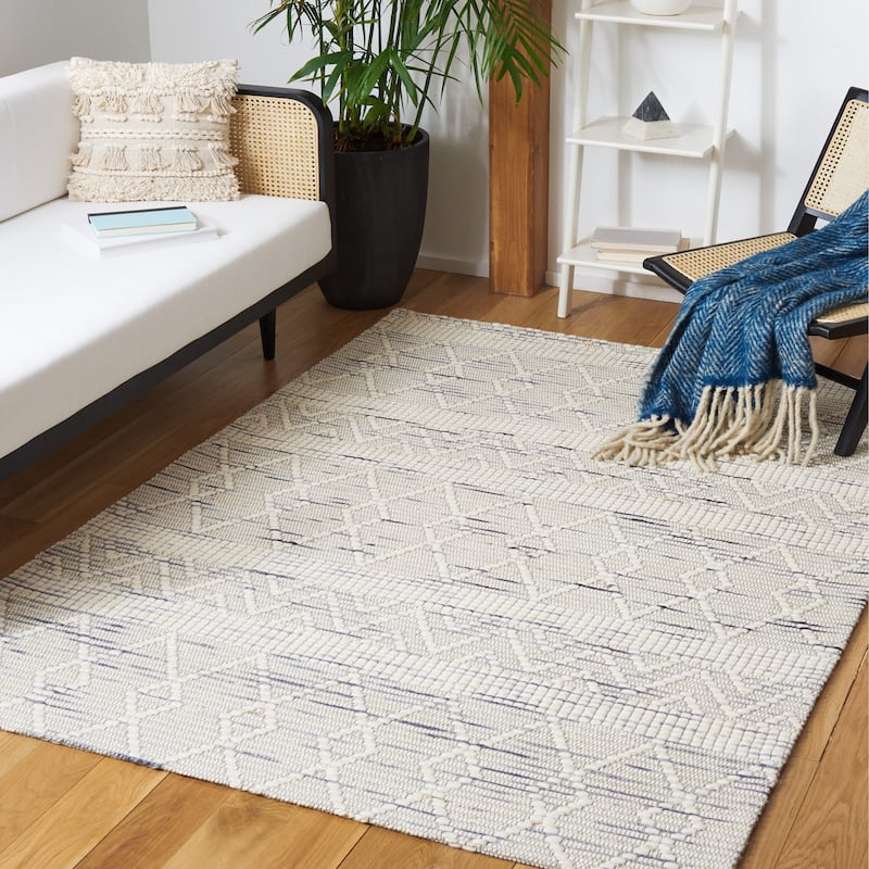 SAFAVIEH Handmade Marbella Mansooreh Wool & Jute Rug - 3' x 5' - Ivory/Grey