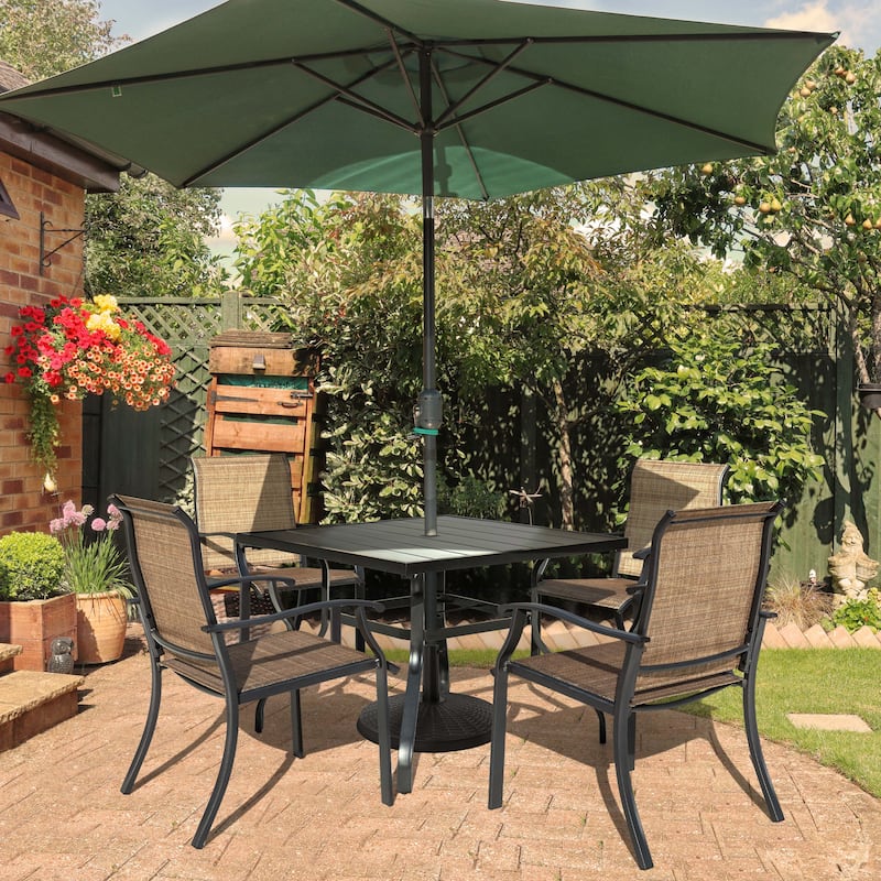 Outdoor 5/7-Piece Textilene Dining Set, Powder-coated Iron Frame