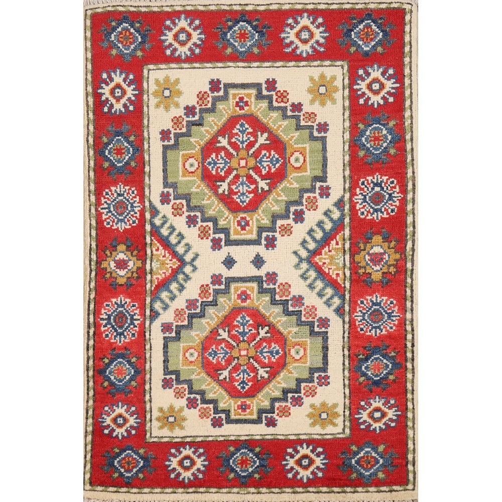 Traditional Kazak Oriental Rug Handmade Wool Carpet - 2'0" x 3'0"