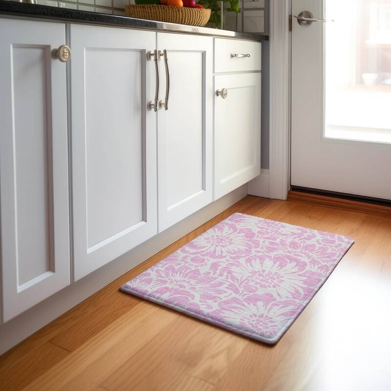 Premium Washable Super Soft Modern Floral Mayfield Rug - Pink - 1' 8" x 2' 6" - Rectangle