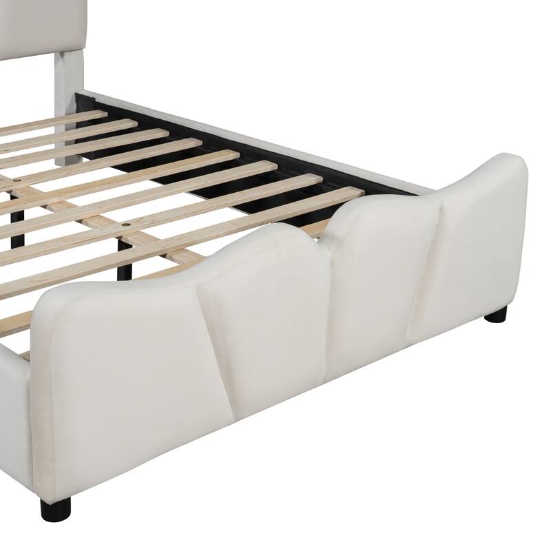 Luxurious Velvet Upholstered Platform Bed - Twin/Full Sizes with Stylish Headboard & Footboard, Sturdy Construction