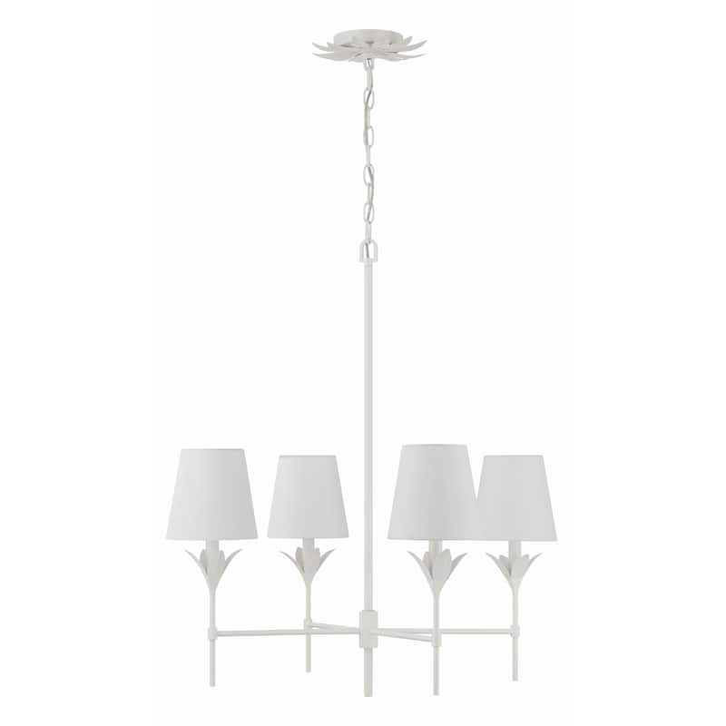 Broche 4 Light Matte White Chandelier - 28"W x 28"H x 28"D