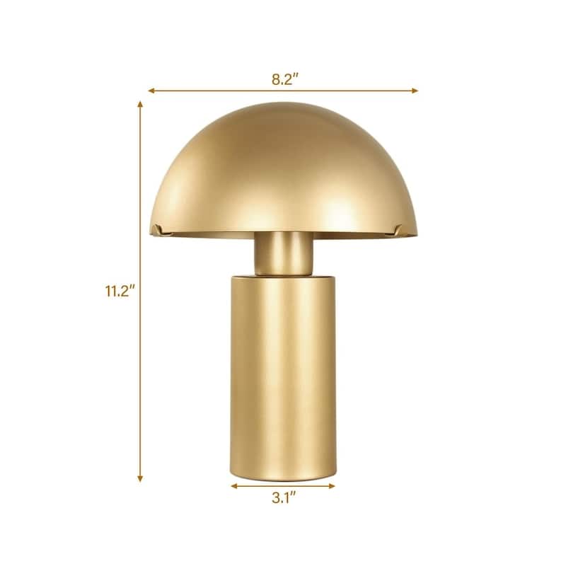 2 Pack Gold Mushroom Bedside Table Lamp Metal Desk Lamp