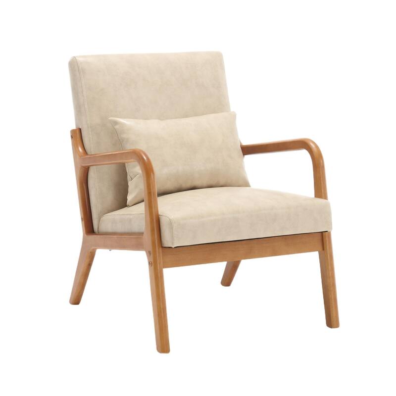 Khaki Modern 23.2" Accent Chair with Pillow