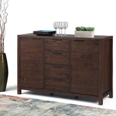 WYNDENHALL Fabian SOLID WOOD 54 inch Wide Contemporary Sideboard Buffet - 18" D x 54" W x 36" H