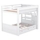preview thumbnail 9 of 7, White Full Size Convertible Design Wood Bunk Bed with Storage Staircase, Bedside Table, and 3 Drawers