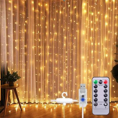 300 LED 8 Lighting Modes Fairy Lights, (Warm White) - Yellow