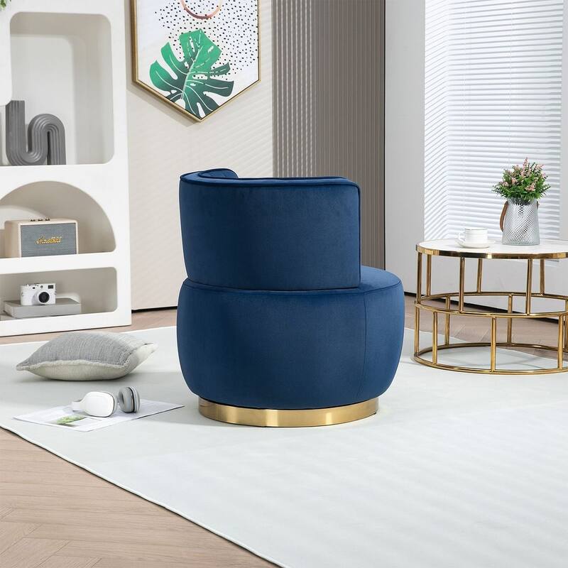 Modern Velvet 360 Degree Swivel Round Armrest Upholstered Accent Chair