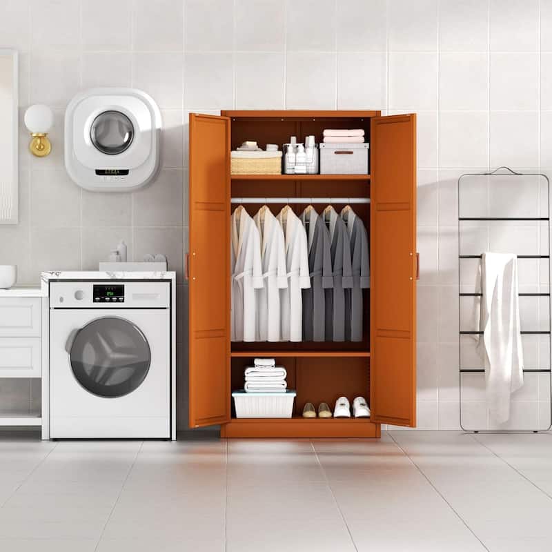 71'' - 72'' Tall Wardrobe Armoire Clothing Closet Storage Cabinet with Hanging Rod and Adjustable Shelves