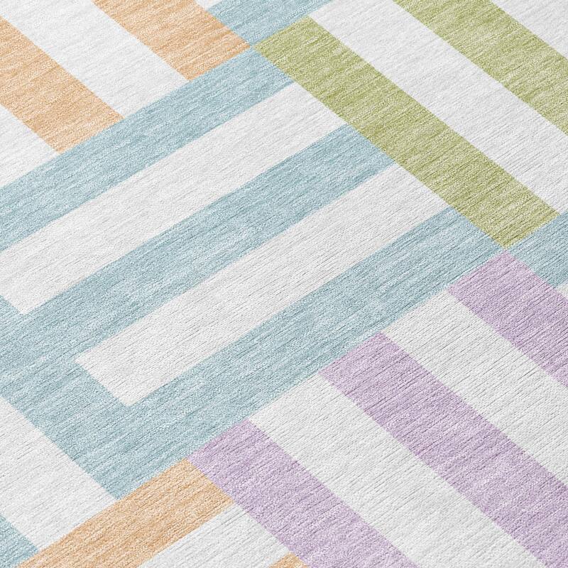 Machine Washable Indoor/ Outdoor Modern Hatch Chantille Rug