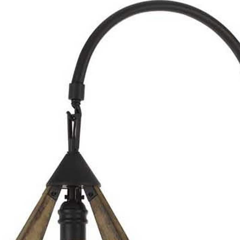 67" Transitional Black Floor Lamp with Metal & Solid Wood Base – E26 Socket, Dimmable, Rotary Switch - 67" x 24.5" x 11"