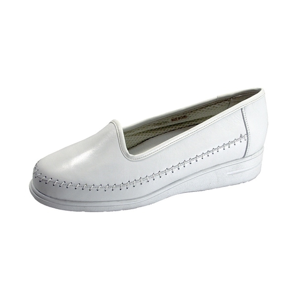 womens wide width leather loafers