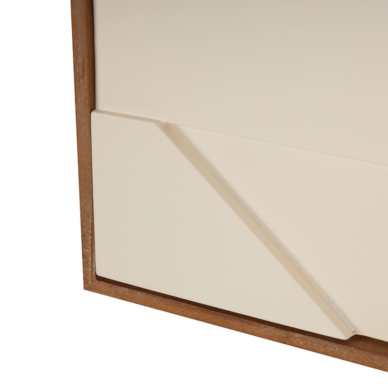 White or Cream Wood Geometric Wall Decor with Brown or Black Wood Frame