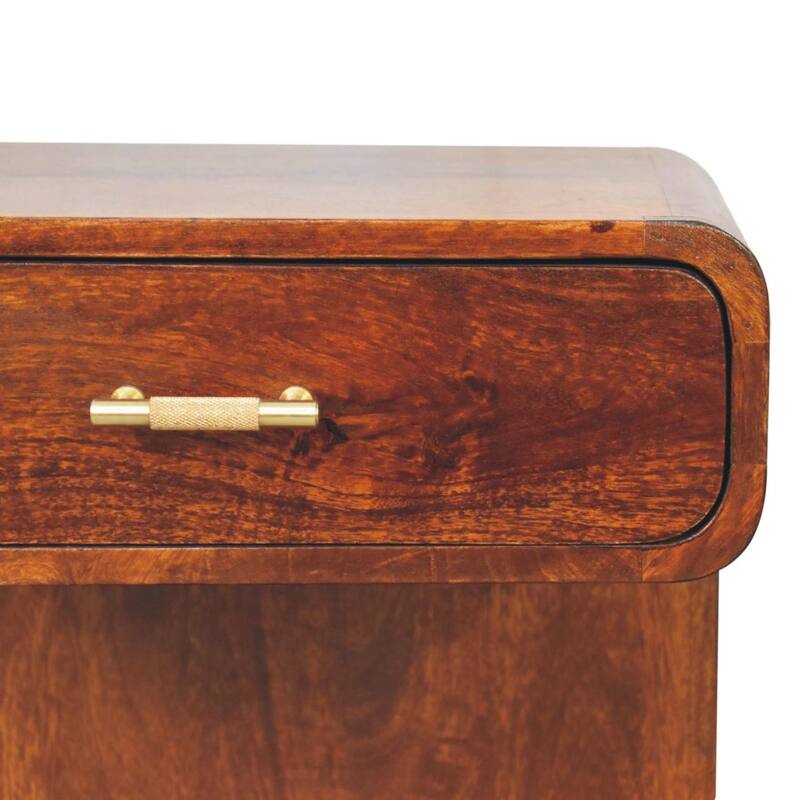 HomeRoots 22" Chestnut Solid Wood One Drawer Nightstand With Floor Shelf