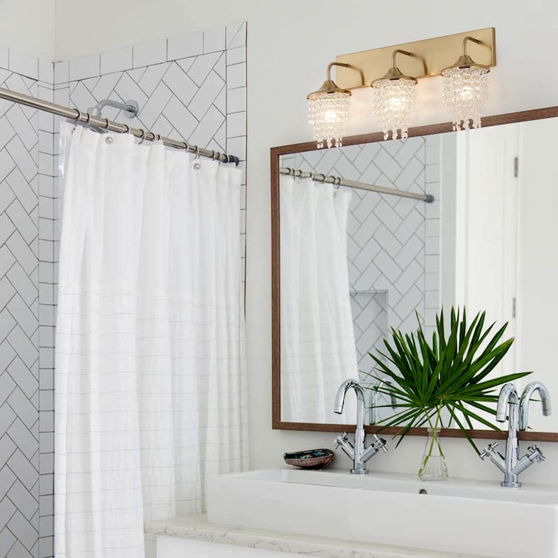 Modern 3-Light Crystal Dimmable Wall Vanity Light Fixture - 25.5-inch W x 11-inch H