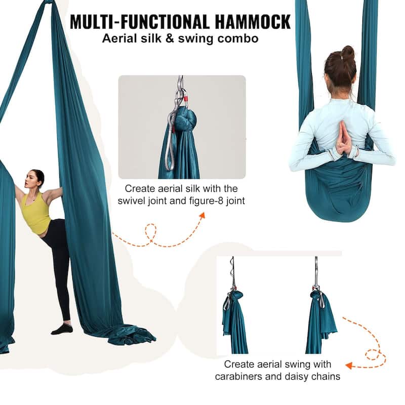 Aerial Yoga Hammock Kit 11 Yards Nylon Swing with Rigging Hardware