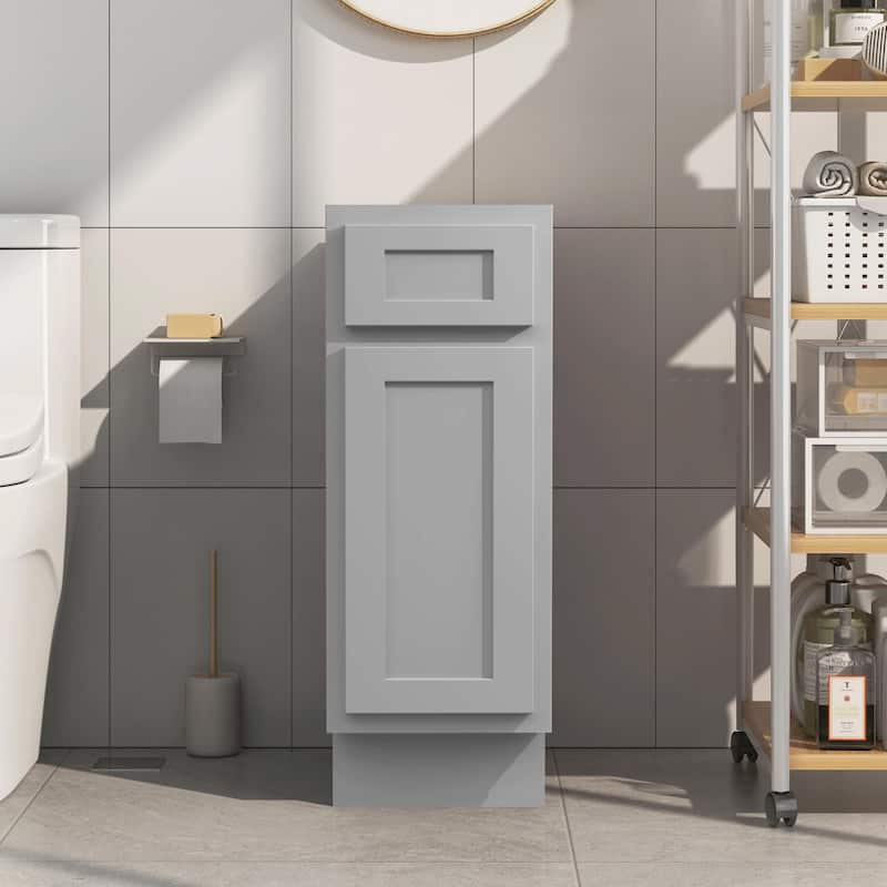 Vanity Art 12 Inch Bathroom Vanity Base Cabinet Single Right Offset Solid Wood Small Bathroom Storage Floor Cabinet